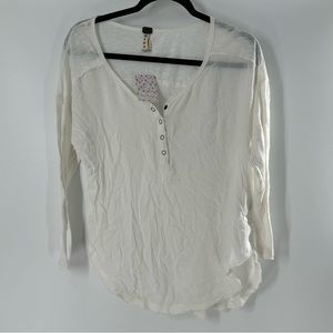 We The Free Sunday Henley Long Sleeve Sheer T Shirt Women’s Size M NWT